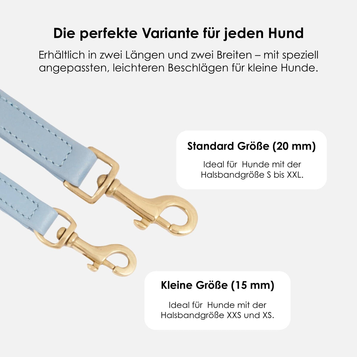William Walker Premium leather dog leash Sky (baby blue)