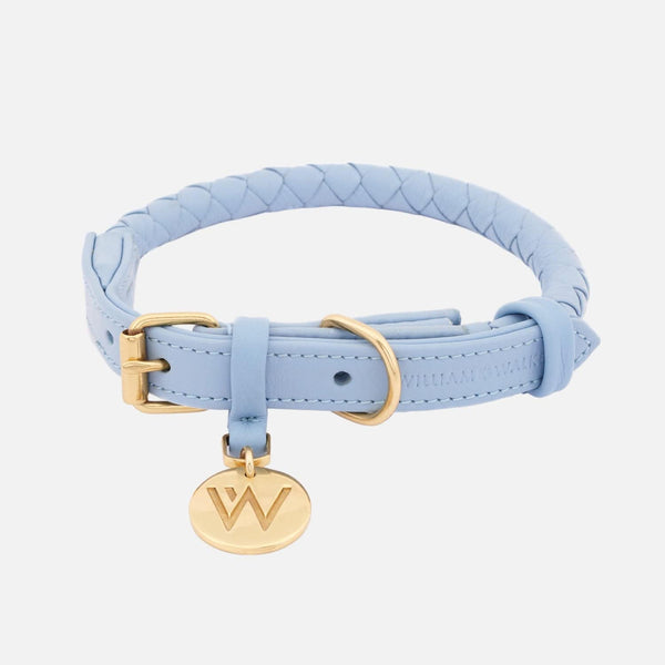 Collier pour chien en cuir Twisted Sky (bleu bébé)