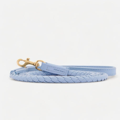 William Walker Laisse pour chien en cuir haut de gamme Twisted Sky (bleu ciel)