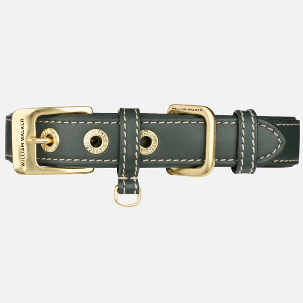 Smooth Leather Dog Collar Forest (Green)