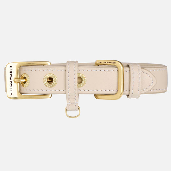 Smooth Leather Dog Collar Almond (Beige)