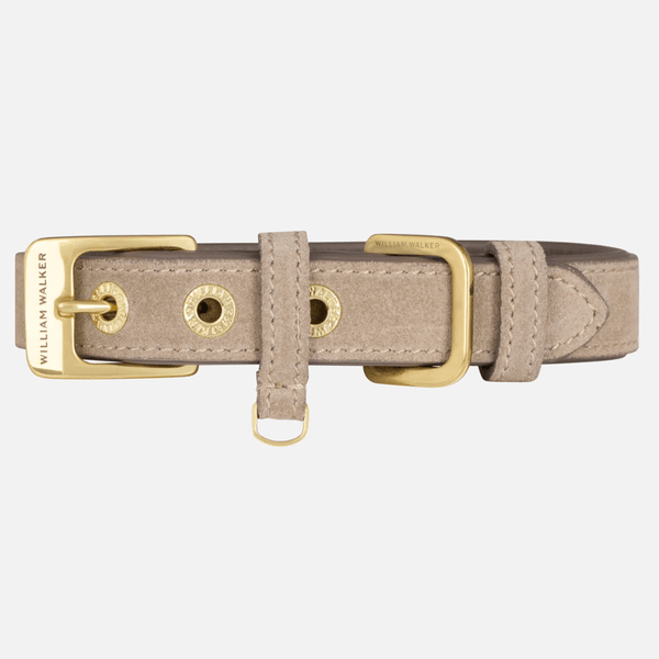 Suede Dog Collar Pebble (Taupe)